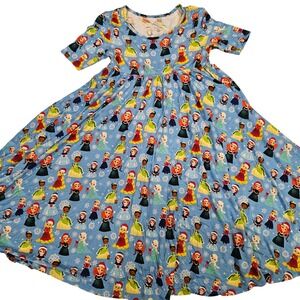 Little Snuggles Kids Dress Sz 12T Princesses Snowflake Print Short Sleeve Twirl